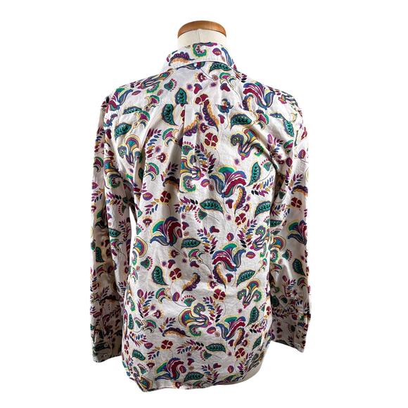 Talbots Women's Medium Colorful Floral Paisley Print Long Sleeve Button Up Shirt - Picture 2 of 10